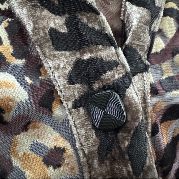 Ali Miles Velvet Velour Burnout Mixed Animal Print Blouse 3/4 Sleeve Boho - Picture 9 of 12